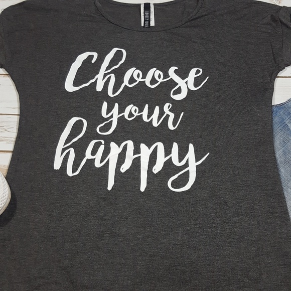 "Choose Your Happy" Graphic Short Sleeve Top - Picture 2 of 6